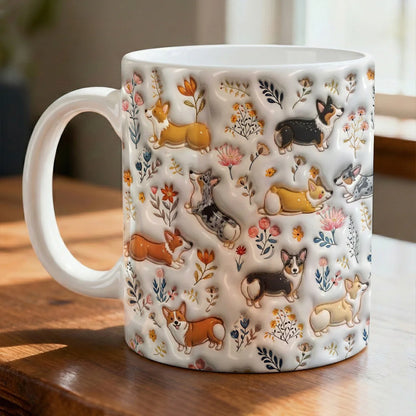 Corgi Ceramic Mug Happy Field Flowers