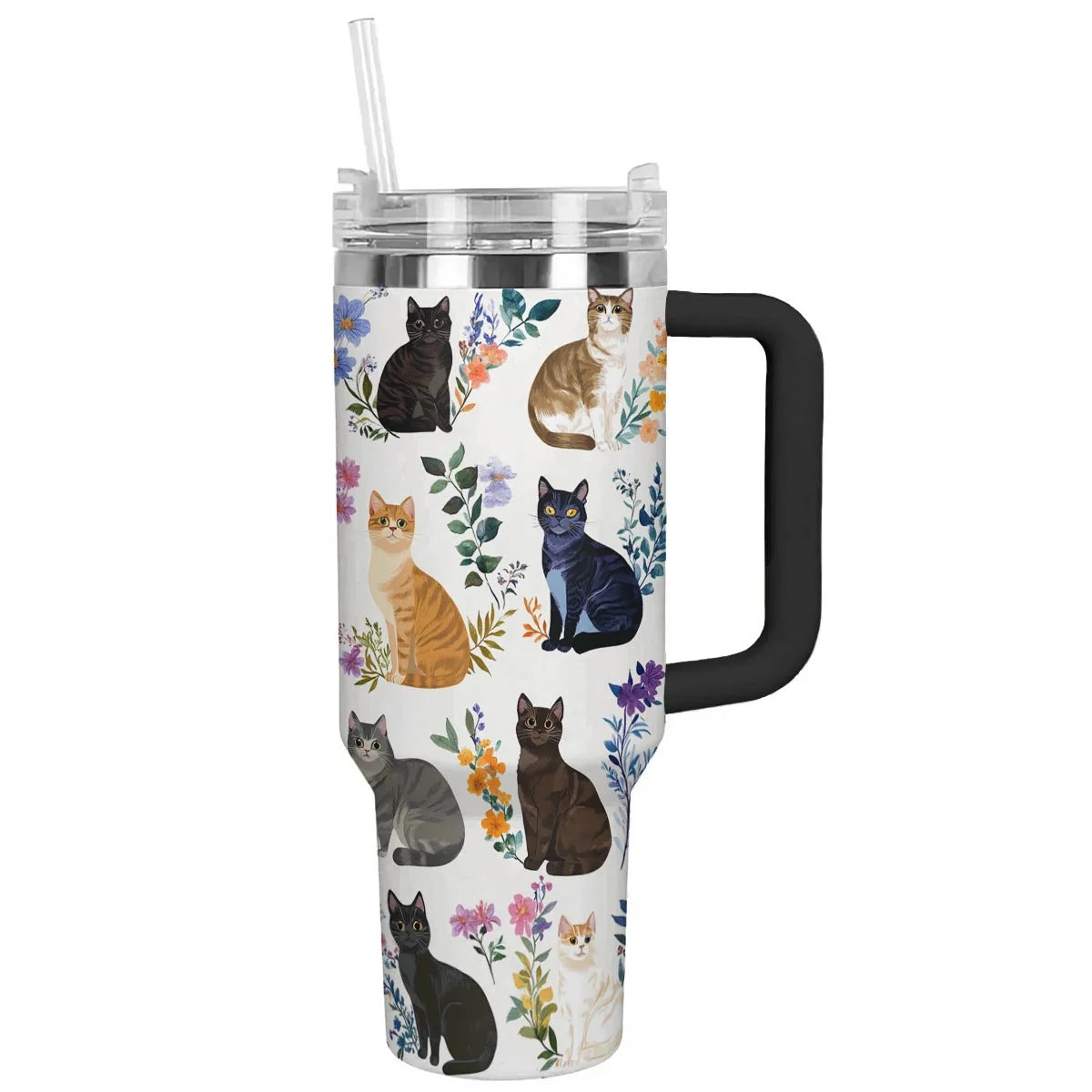 Charming Floral Cats 40 oz Tumbler