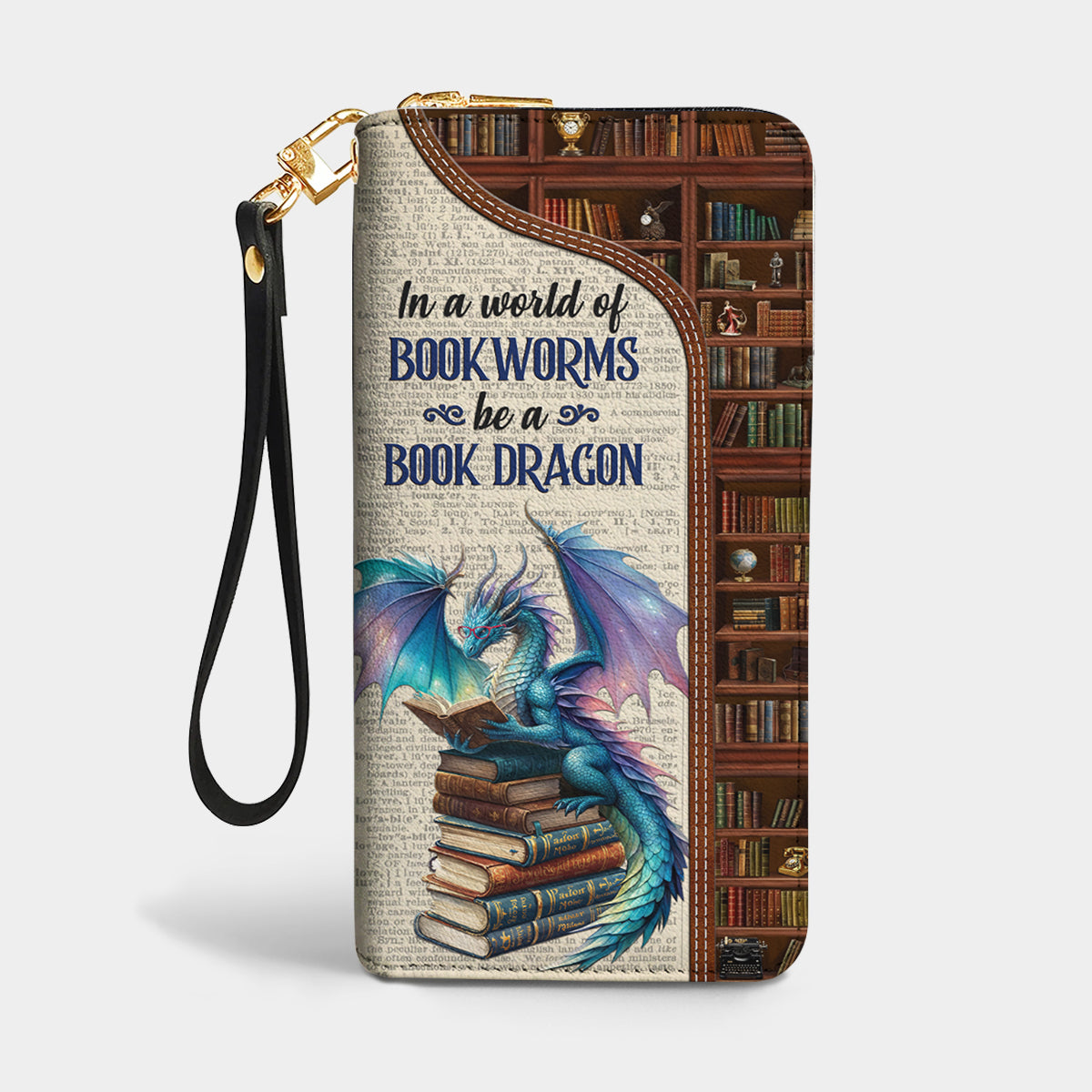 Book Lover Leather Wallet Personalized Be A Book Dragon