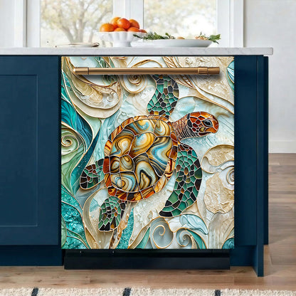 Sea Turtle Magnetic Dishwasher Cover Ocean Mosaic Sea Turtle