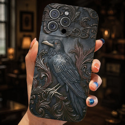 Gothic Leather Phone Case Midnight Raven