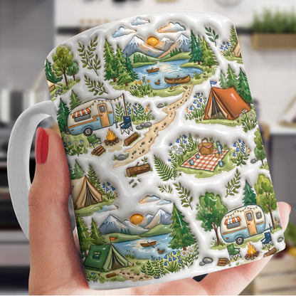 Camping Ceramic Mug Peaceful Woodland Camping