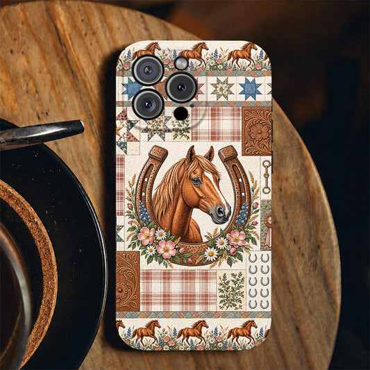 Horse Leather Phone Case Country Patchwork Horse