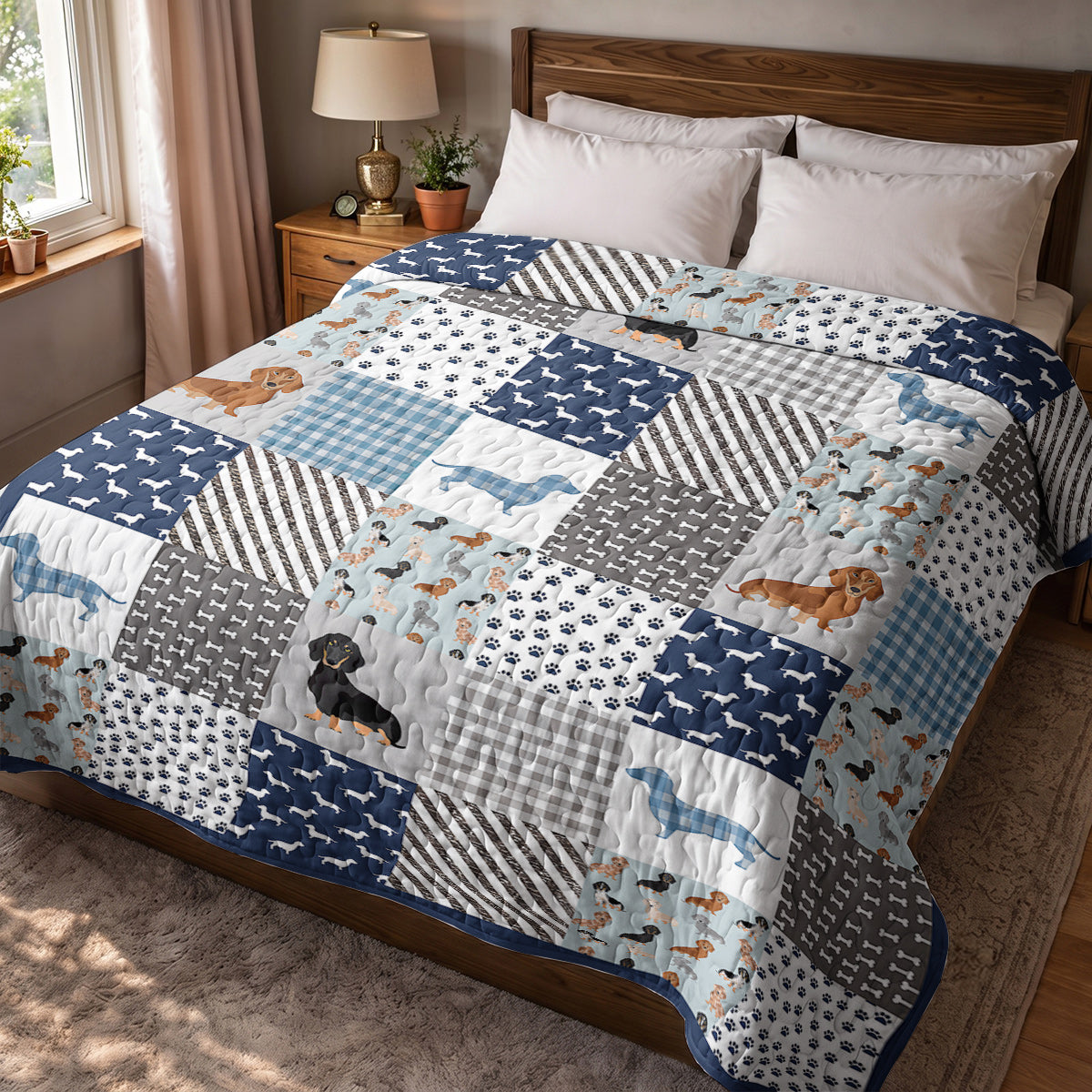 Dachshund Quilted Blanket Dachshund Delight