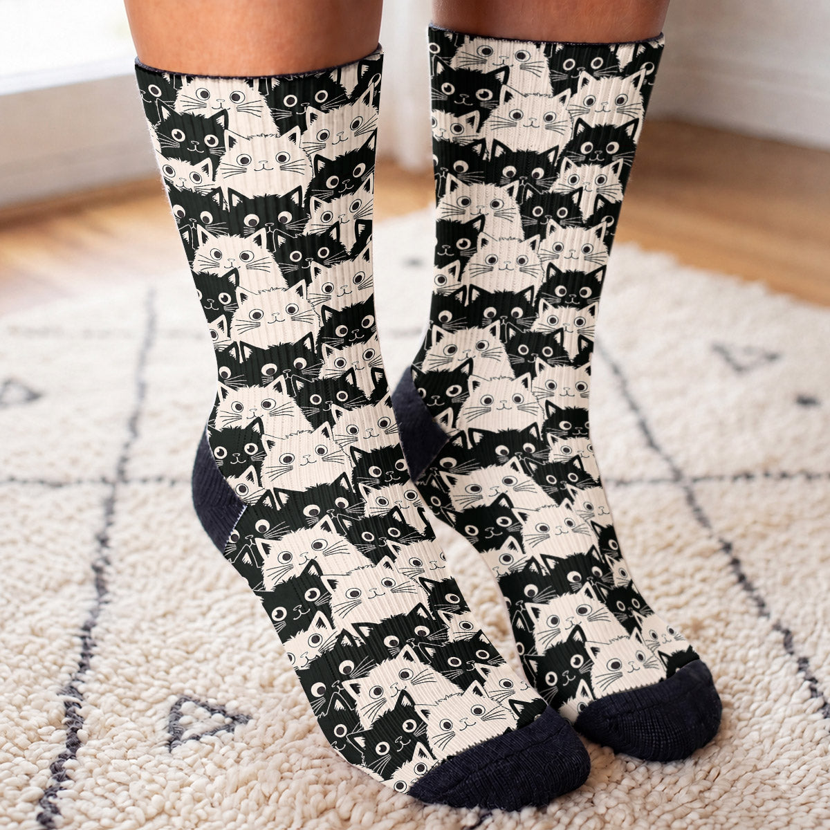 Cat Crew Socks Cute Fat Cats