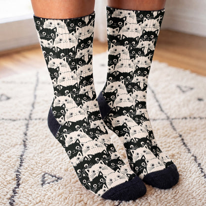 Cat Crew Socks Cute Fat Cats