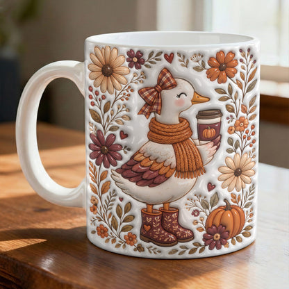 Cozy Autumn Goose Ceramic Coffee Mug