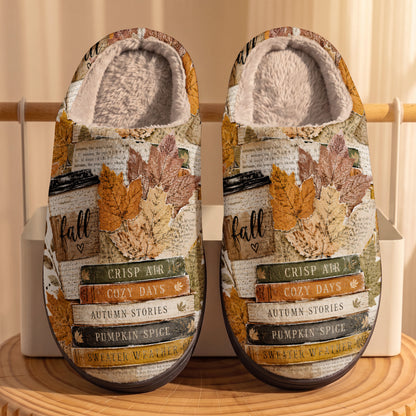Cozy Autumn Books & Stories Fleece Lined Slippers