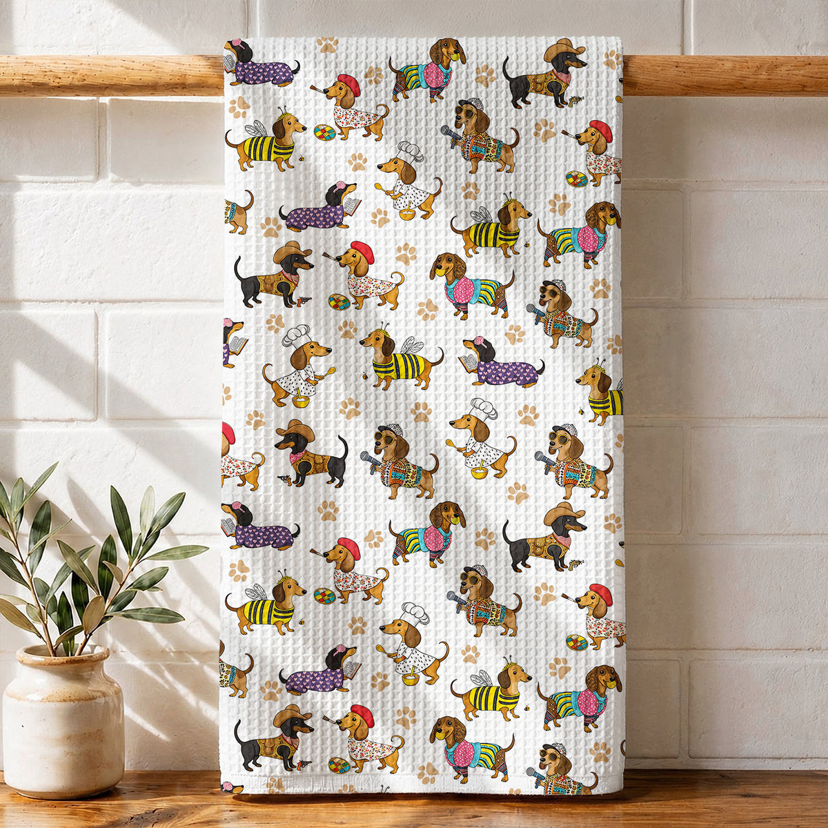 Dachshund Kitchen Towel Dashing Dachshund Dreams
