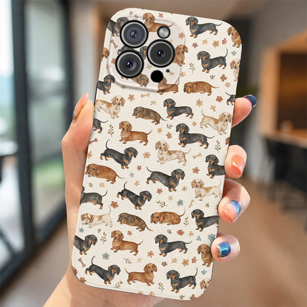 Dachshund Leather Phone Case Cozy Dachshund Companions