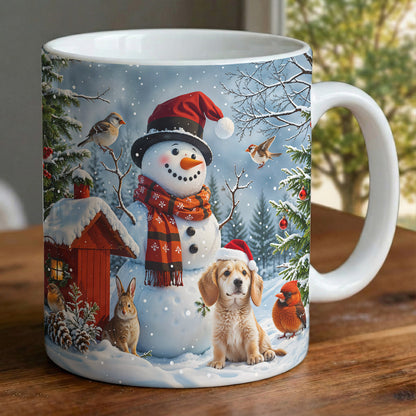 Winter Ceramic Accent Mug Happy Snowman’s Woodland Companions