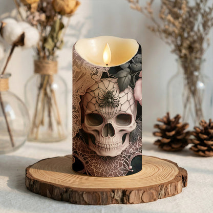 Gothic LED Candle Rose Beneath the Web