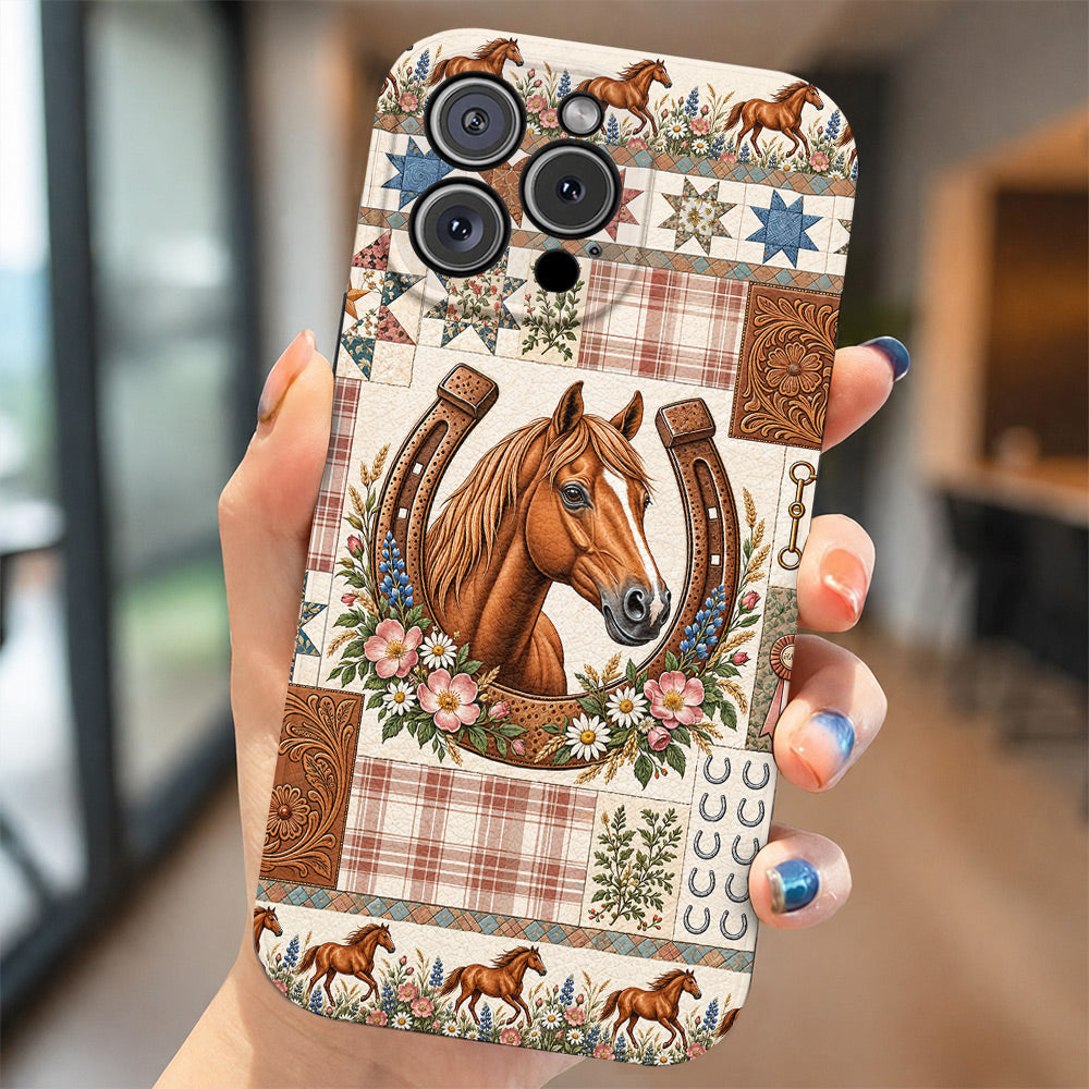 Horse Leather Phone Case Country Patchwork Horse