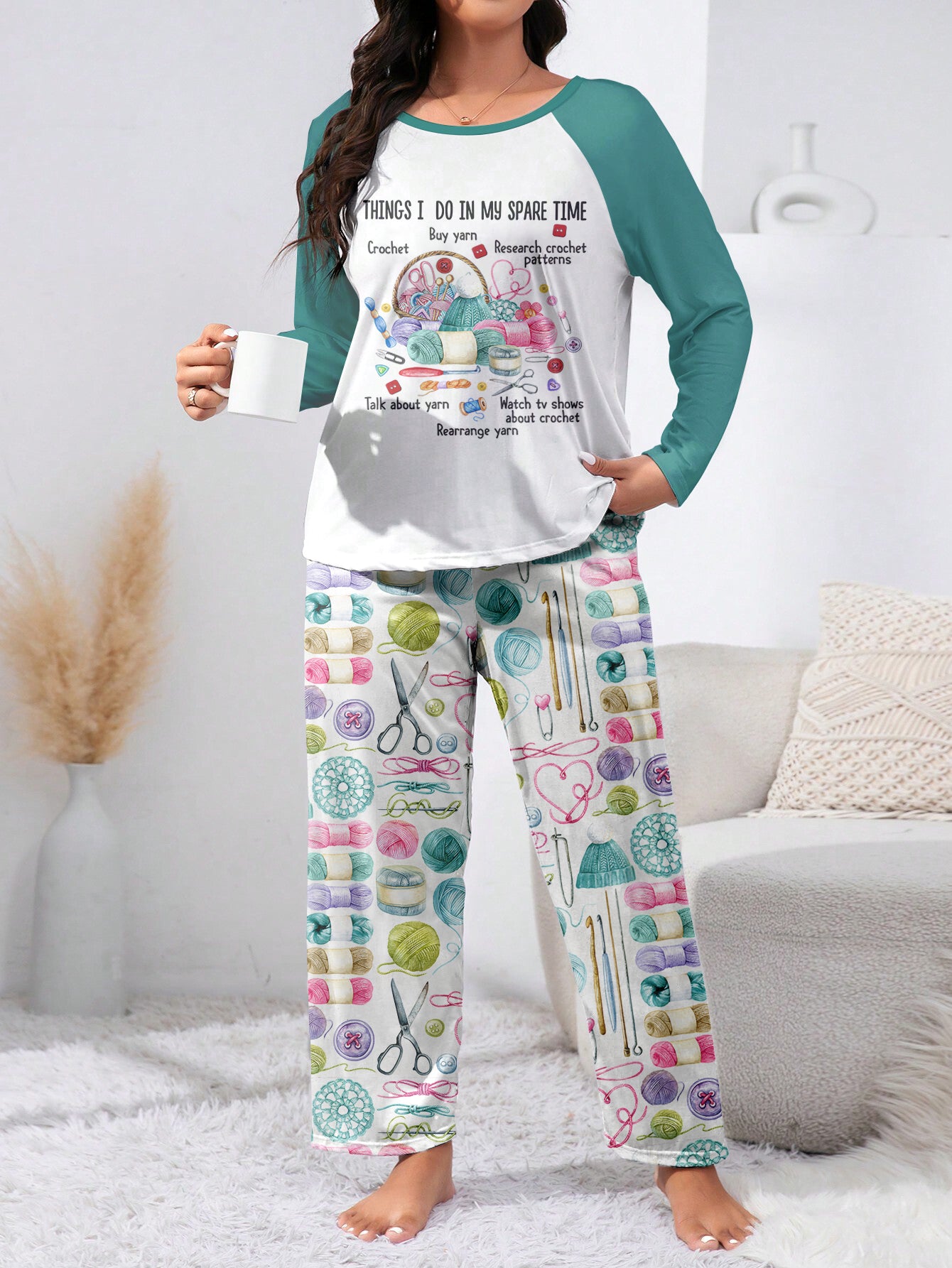 Crochet Lover Raglan Lounge Pajamas Things I Do In My Spare Time