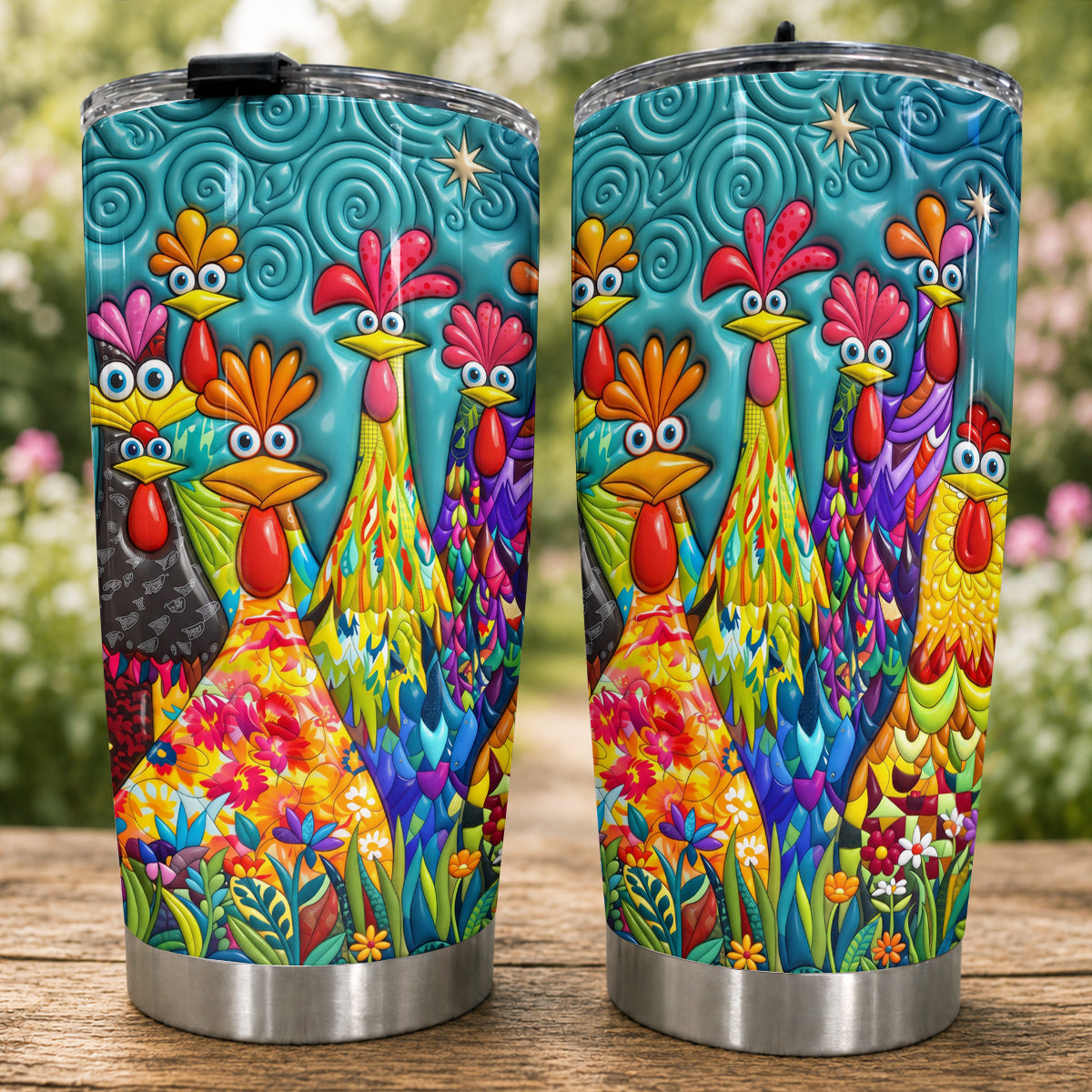 Chicken 20 oz Tumbler Colorful Chicken Garden