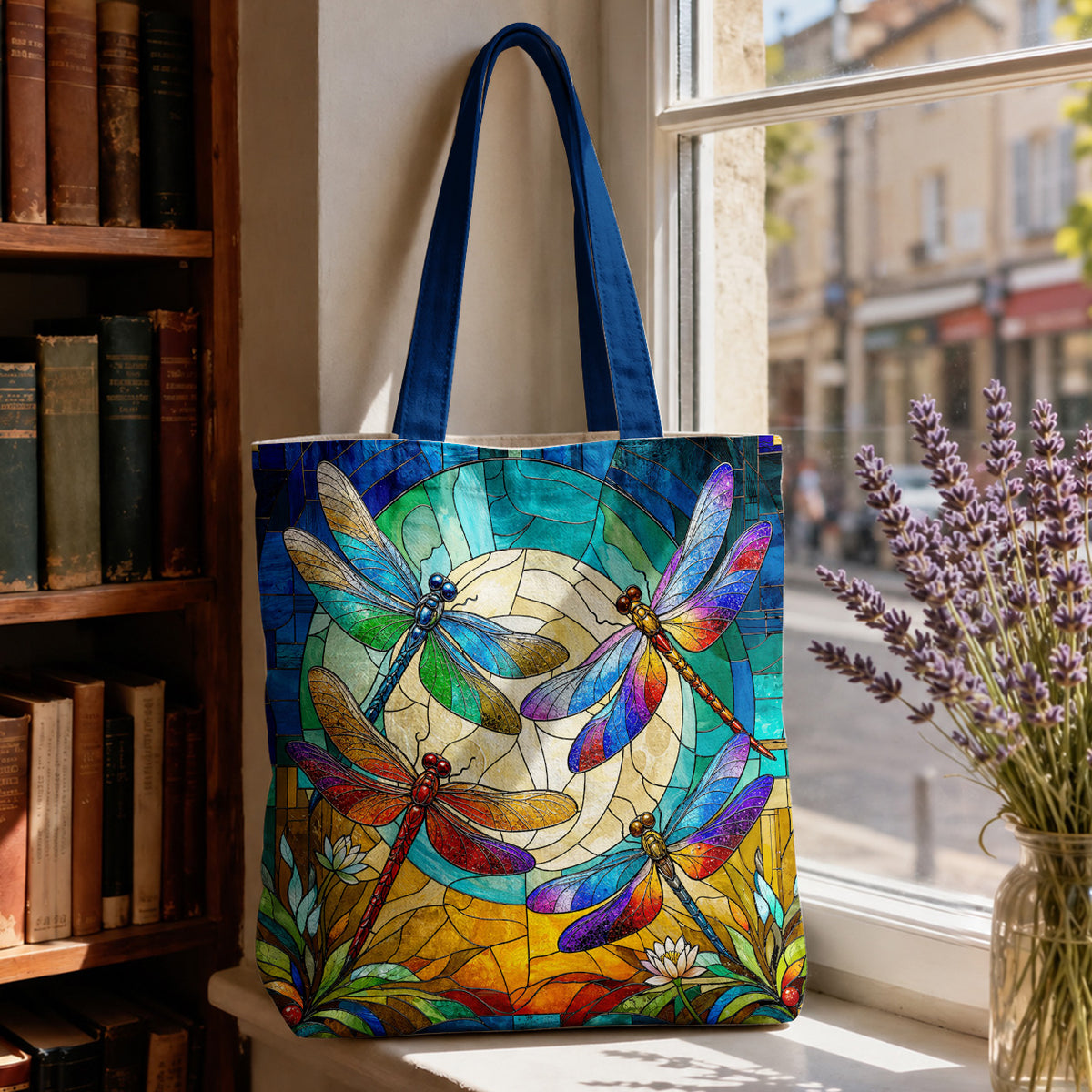 Dragonfly Canvas Tote Bag Moonlit Garden