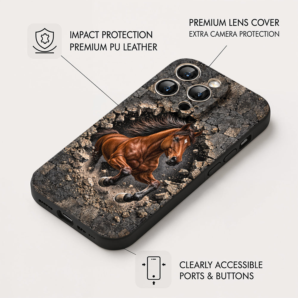 Horse Leather Phone Case Breakthrough Stallion