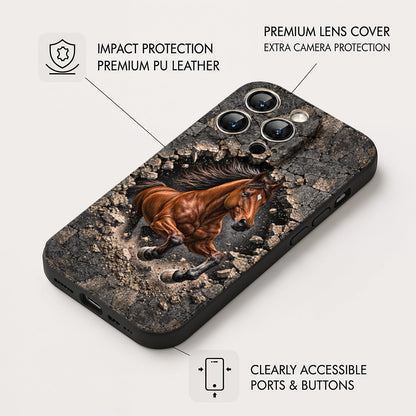 Horse Leather Phone Case Breakthrough Stallion