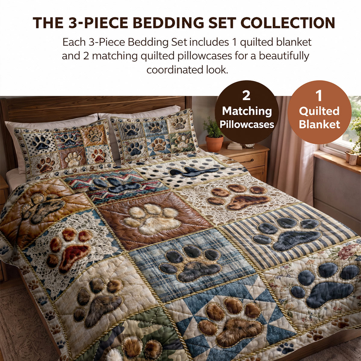 Dog Lover Quilted Blanket Cozy Patchwork Paws