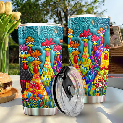 Chicken 20 oz Tumbler Colorful Chicken Garden