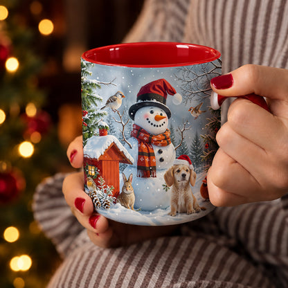 Winter Ceramic Accent Mug Happy Snowman’s Woodland Companions