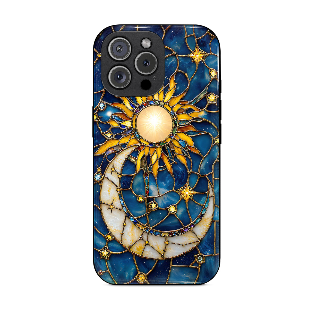 Celestial Phone Case Golden Sun & Crescent Moon