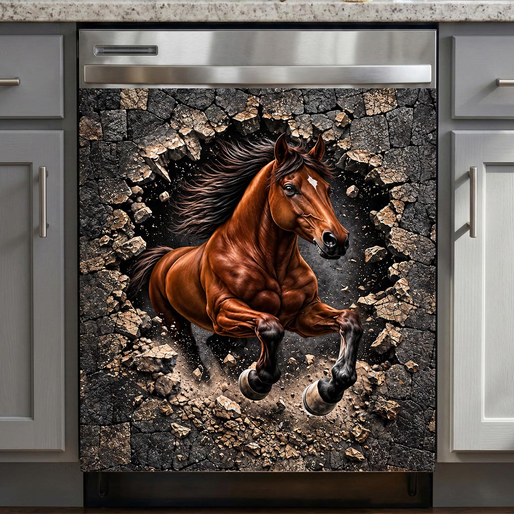 Horse Magnetic Dishwasher Cover Breakthrough Stallion