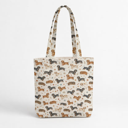 Dachshund Canvas Tote Bag Cozy Dachshund Companions