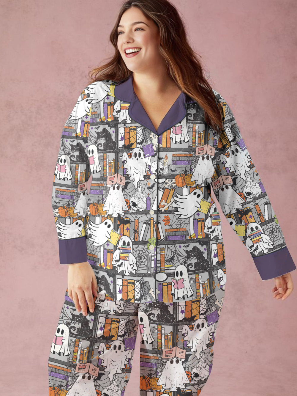 Book Lovers Halloween Classic Pajama Set Reading Ghosts