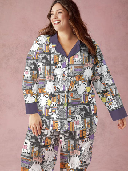 Book Lovers Halloween Classic Pajama Set Reading Ghosts