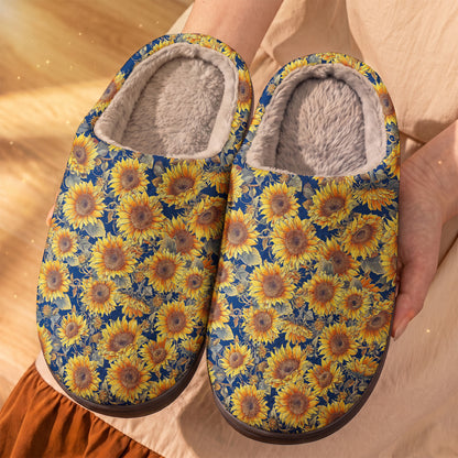 Sunflower Fleece Lined Slippers Gorgeous Flowers