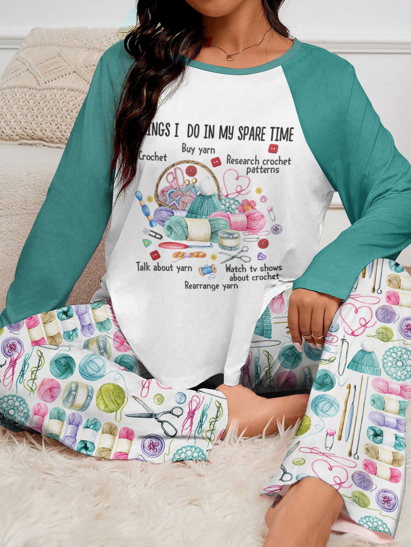 Crochet Lover Raglan Lounge Pajamas Things I Do In My Spare Time