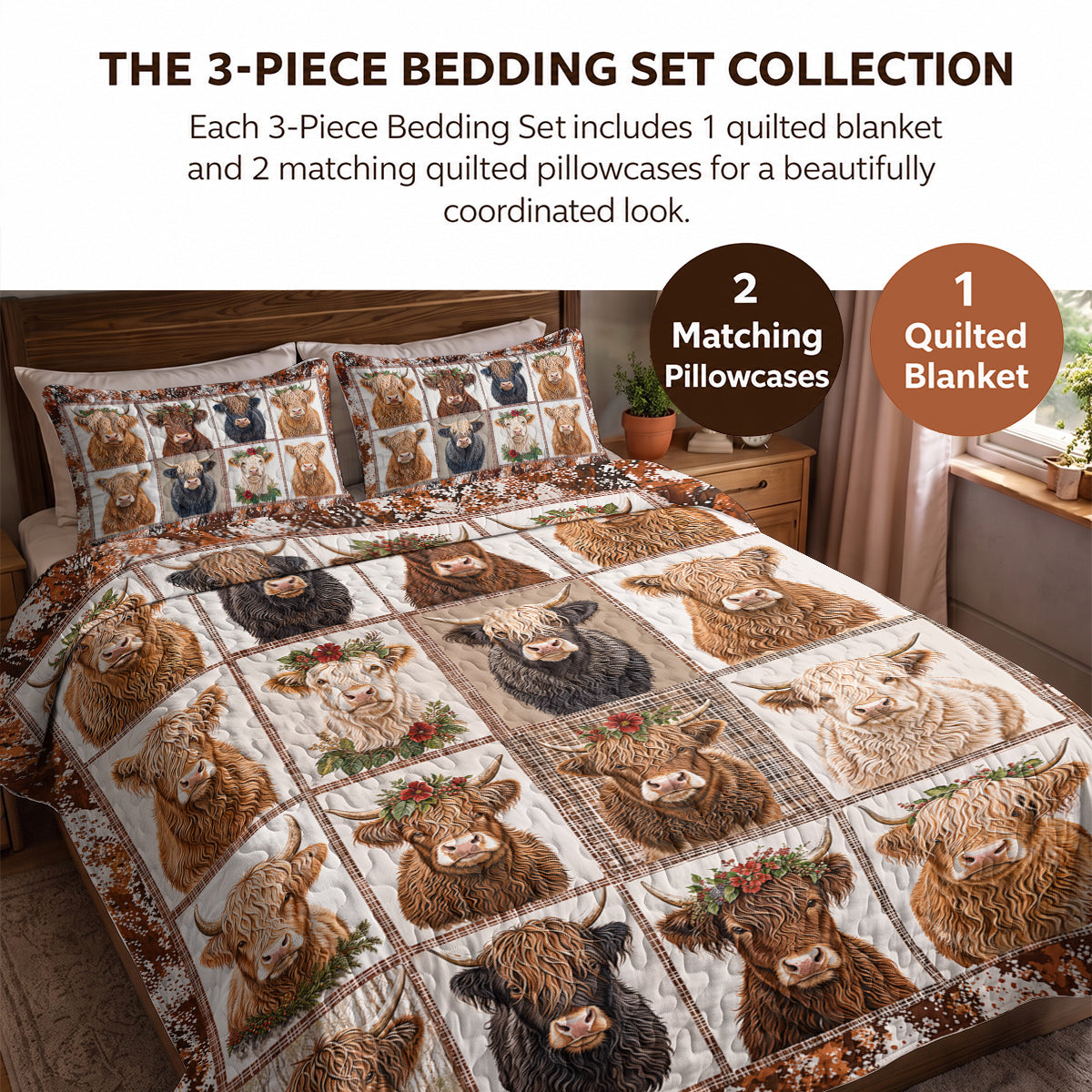 Highland Cow Quilted Blanket Cows In My Heart