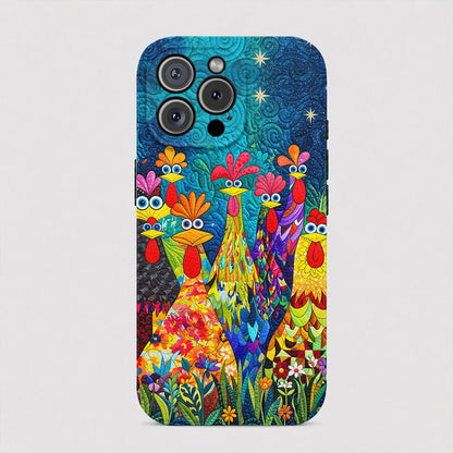 Chicken Leather Phone Case Colorful Chicken Garden