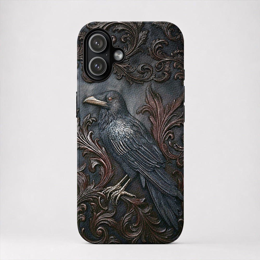 Gothic Leather Phone Case Midnight Raven