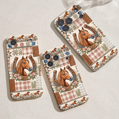 Horse Leather Phone Case Country Patchwork Horse