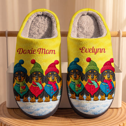 Personalized Dachshund Fleece Lined Slippers Doxie Mom