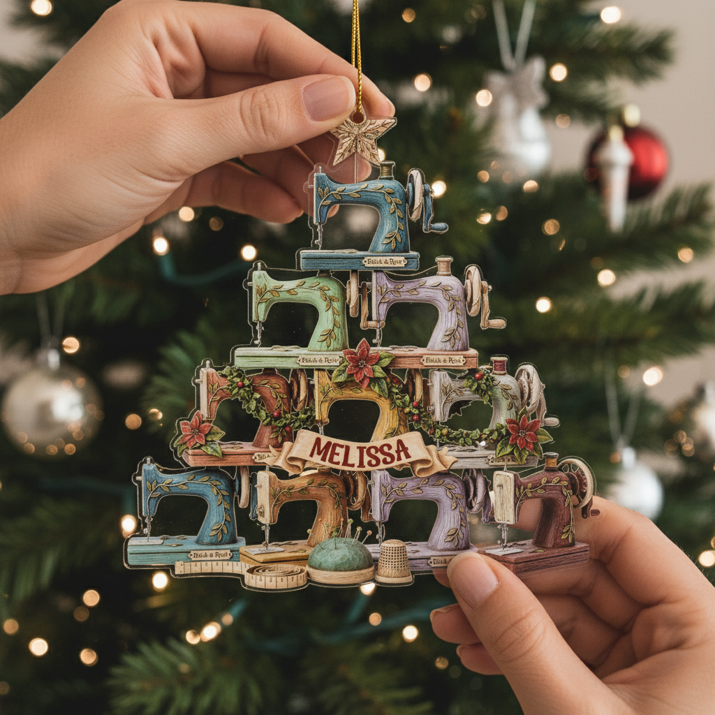 Sewing Lovers 2D Acrylic Ornament The Sewing Machine Christmas Tree Personalized