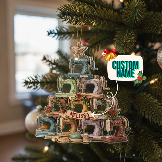 Sewing Lovers 2D Acrylic Ornament The Sewing Machine Christmas Tree Personalized