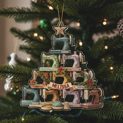 Sewing Lovers 2D Acrylic Ornament The Sewing Machine Christmas Tree Personalized