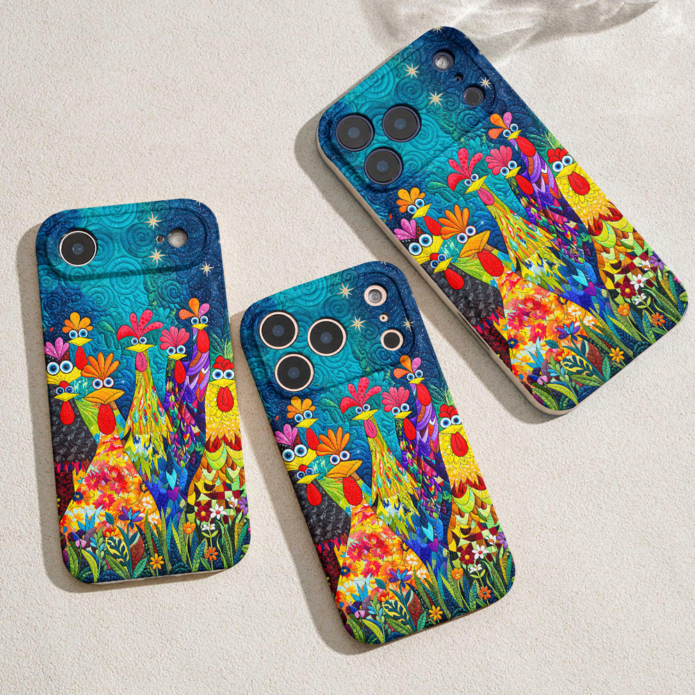 Chicken Leather Phone Case Colorful Chicken Garden