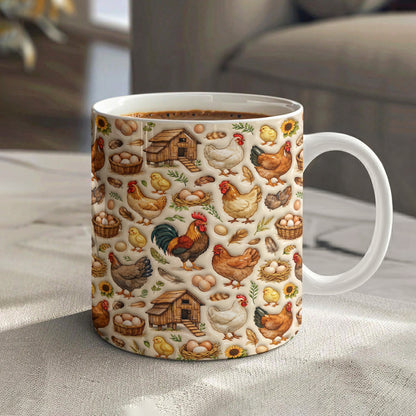 Chicken Ceramic Mug Farmhouse Chicken Harvest