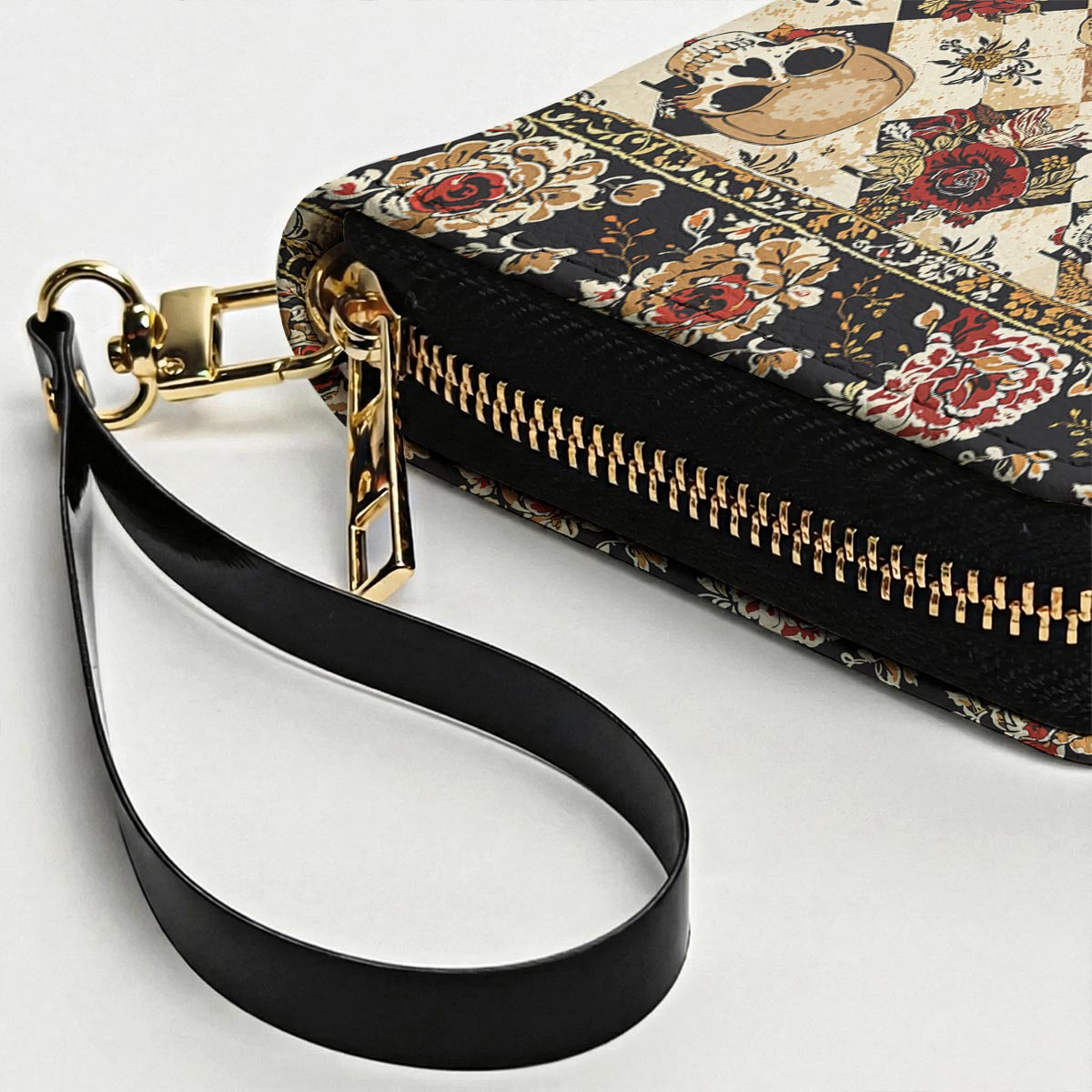 Gothic Skull Leather Wallet Petals & Skulls