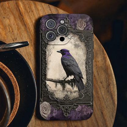 Gothic Leather Phone Case Violet Raven