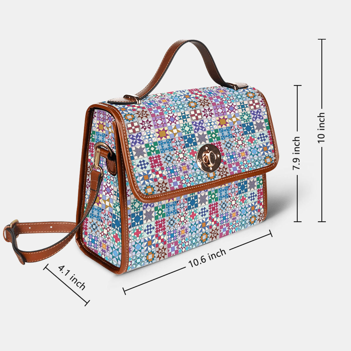 Sewing Lover Satchel Handbag Traditional Quilt Blocks