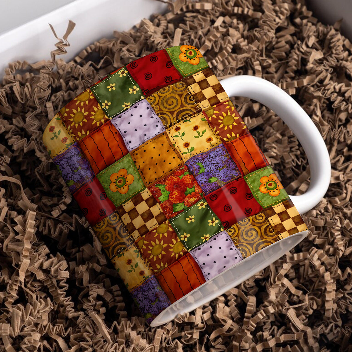 Autumn Quilt Blooms Ceramic Mug