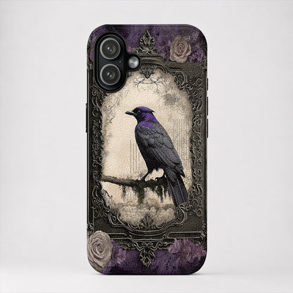 Gothic Leather Phone Case Violet Raven