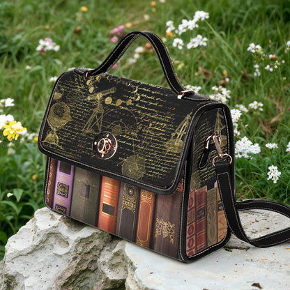 Book Satchel Handbag Old Books Galileo Manuscript Black