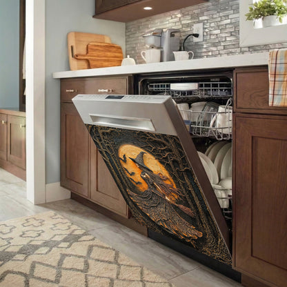 Witch Magnetic Dishwasher Cover Witch of the Amber Moon Halloween Décor
