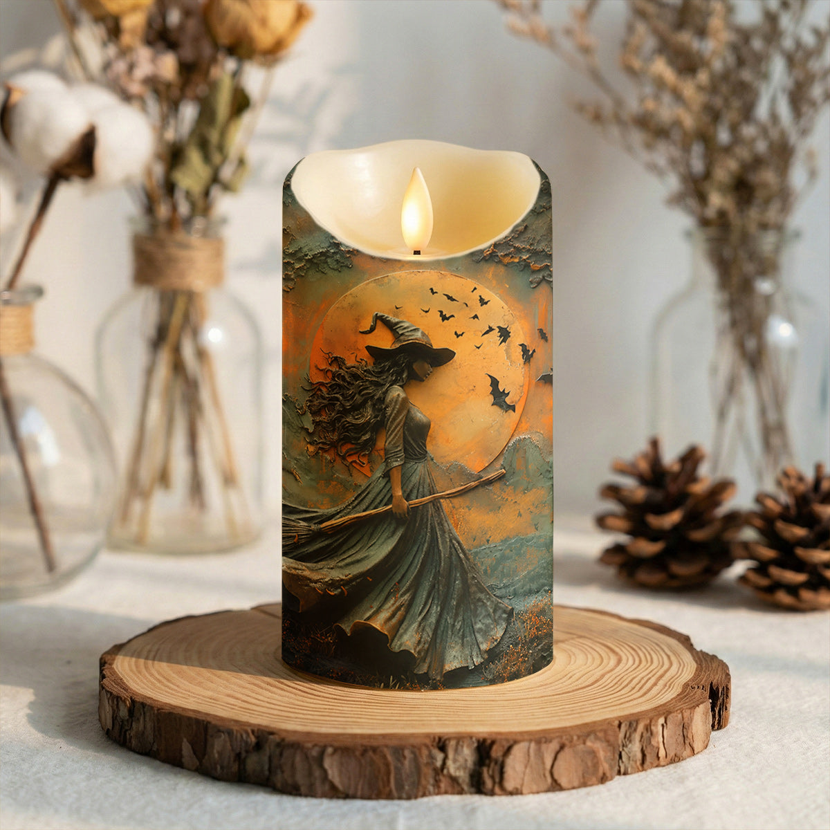 Witch of the Enchanted Moon LED Candle Halloween Décor